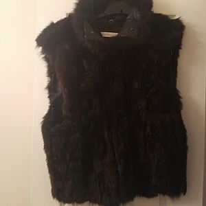 Andrew Marc dark brown genuine fur vest